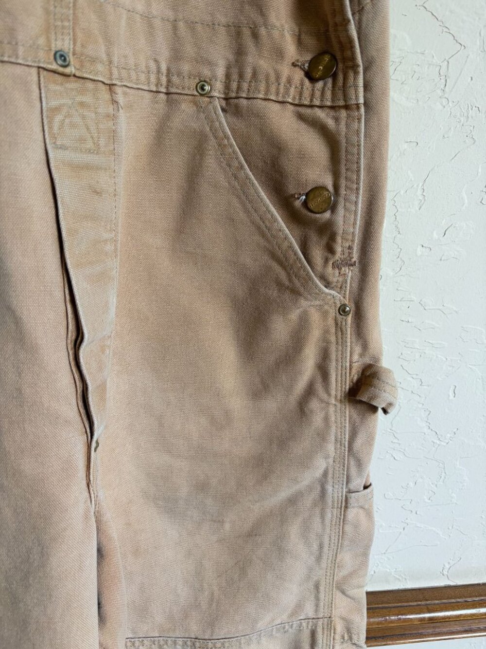 Carhartt Overalls Tan Khaki Duck Canvas Coveralls Men's US Medium Workwear - Picture 7 of 11